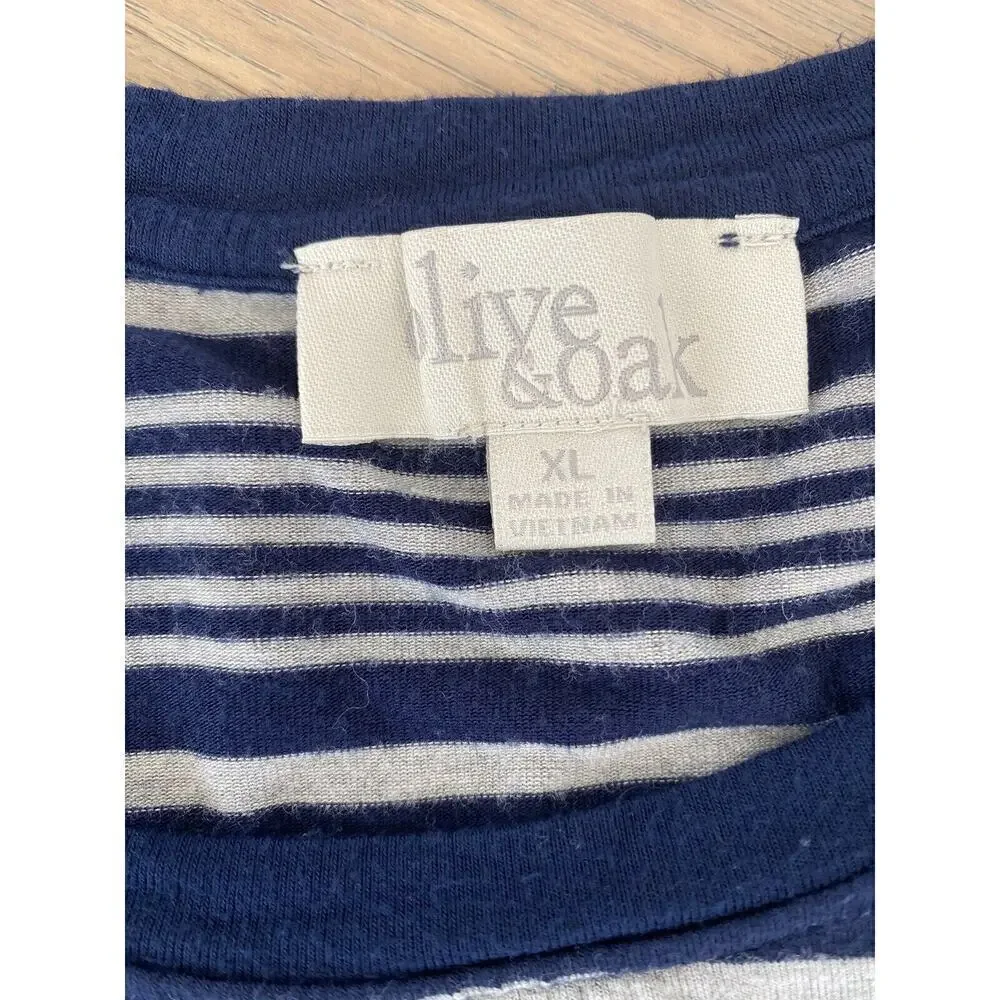Olive and Oak Womens Navy and Gray Striped Cabana Crew Neck Knit Dress Size XL - Picture 8 of 10